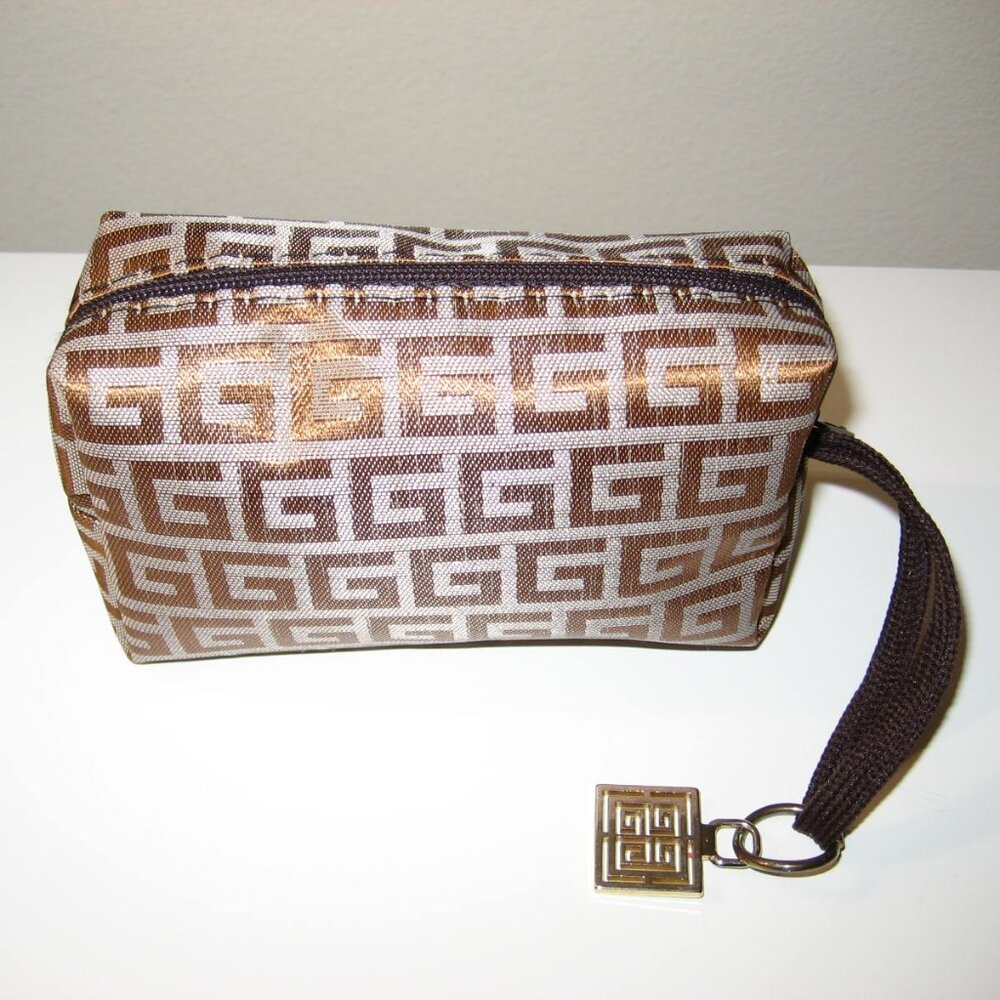 Greek Key GG Multi Use Mini Pouch w/Strap & Emblem, Brown Tan